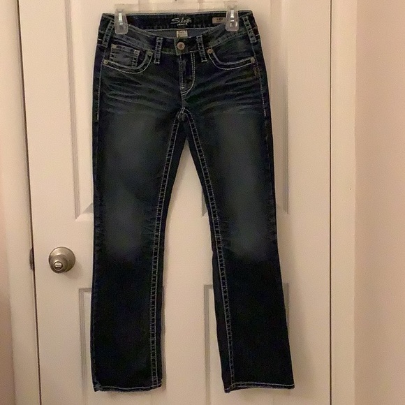 Silver Aiko Lo Rise Bootcut Jeans, 28W 31L - Picture 2 of 15